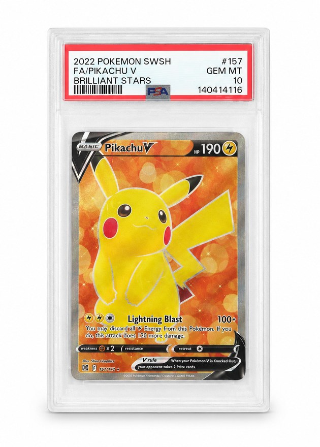 Pikachu V Full Art, Brilliant Stars, graduada PSA 10
