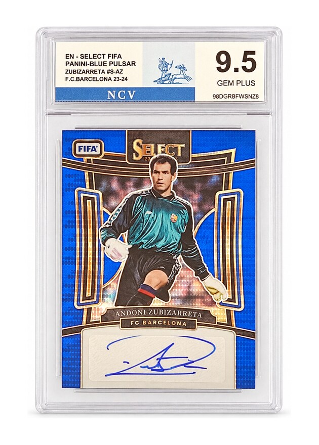 Andoni Zubizarreta firmada, Panini Select FIFA, graduada NCV 9,5